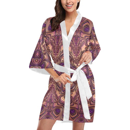 Pastel Satin Ribbons Fractal Mandala 1 Kimono Robe