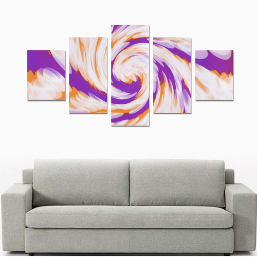 Purple Orange Tie Dye Swirl Abstract Canvas Print Sets B (No Frame)
