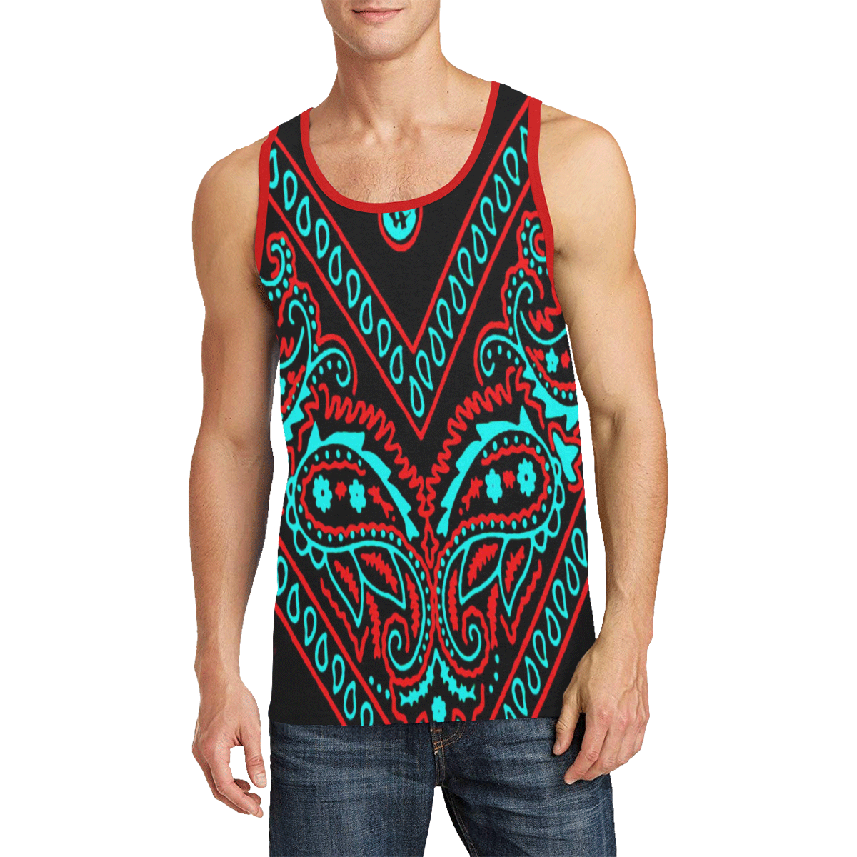 blue and red bandana Men's All Over Print Tank Top (Model T57)