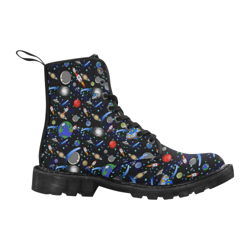 Galaxy Universe - Planets, Stars, Comets, Rockets Martin Boots for Women (Black) (Model 1203H)