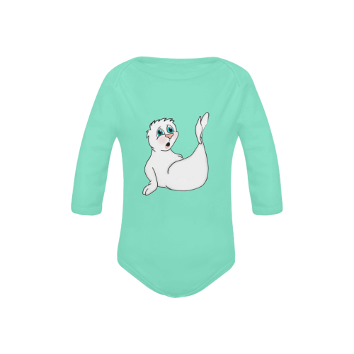 Surprised Seal Mint Baby Powder Organic Long Sleeve One Piece (Model T27)
