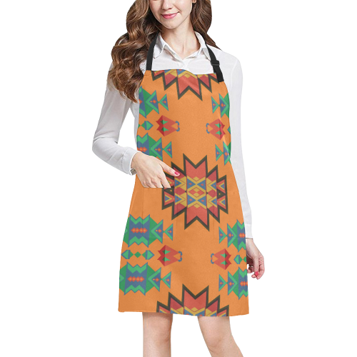 Misc shapes on an orange background All Over Print Apron