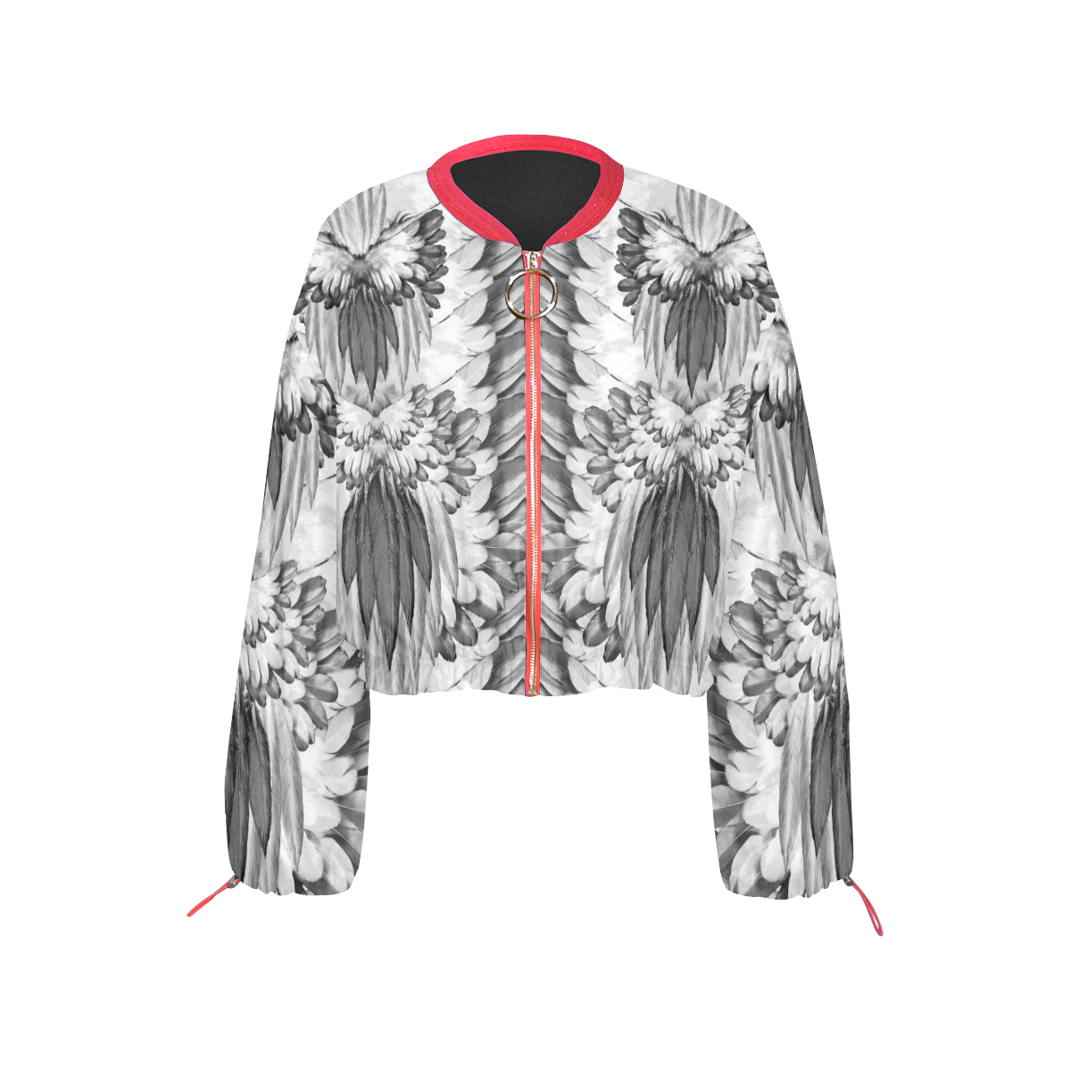 feathers 6 Cropped Chiffon Jacket for Women (Model H30)