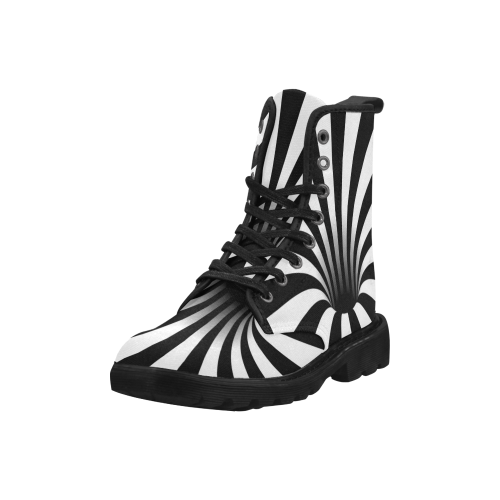 Optical Illusion Black Hole Stripes (Black/White) Martin Boots for Men (Black) (Model 1203H)