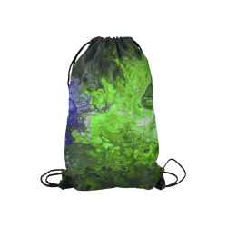Fantasy Swirl Green Blue Small Drawstring Bag Model 1604 (Twin Sides) 11"(W) * 17.7"(H)
