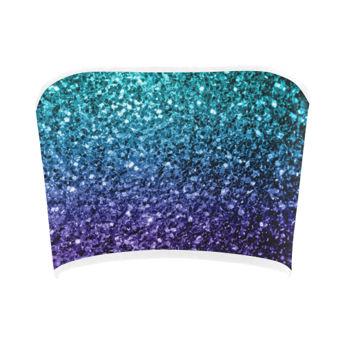 Beautiful Aqua blue Ombre glitter sparkles Bandeau Top
