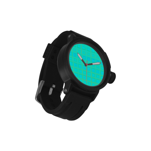 Baby blue yellow multicolored multiple squares Men's Sports Watch(Model 309)