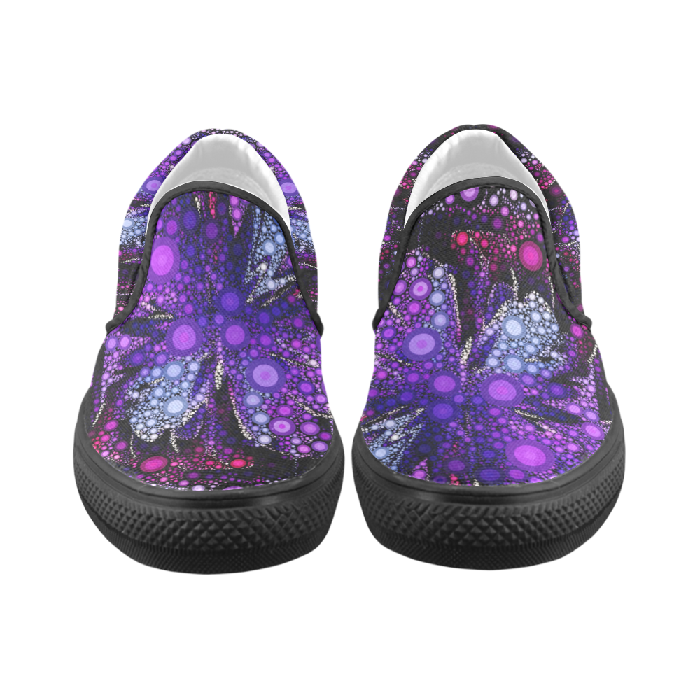 Purple rain unusual Women's Unusual Slip-on Canvas Shoes (Model 019)