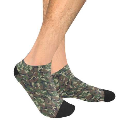 Woodland Forest Green Camouflage Men's Ankle Socks