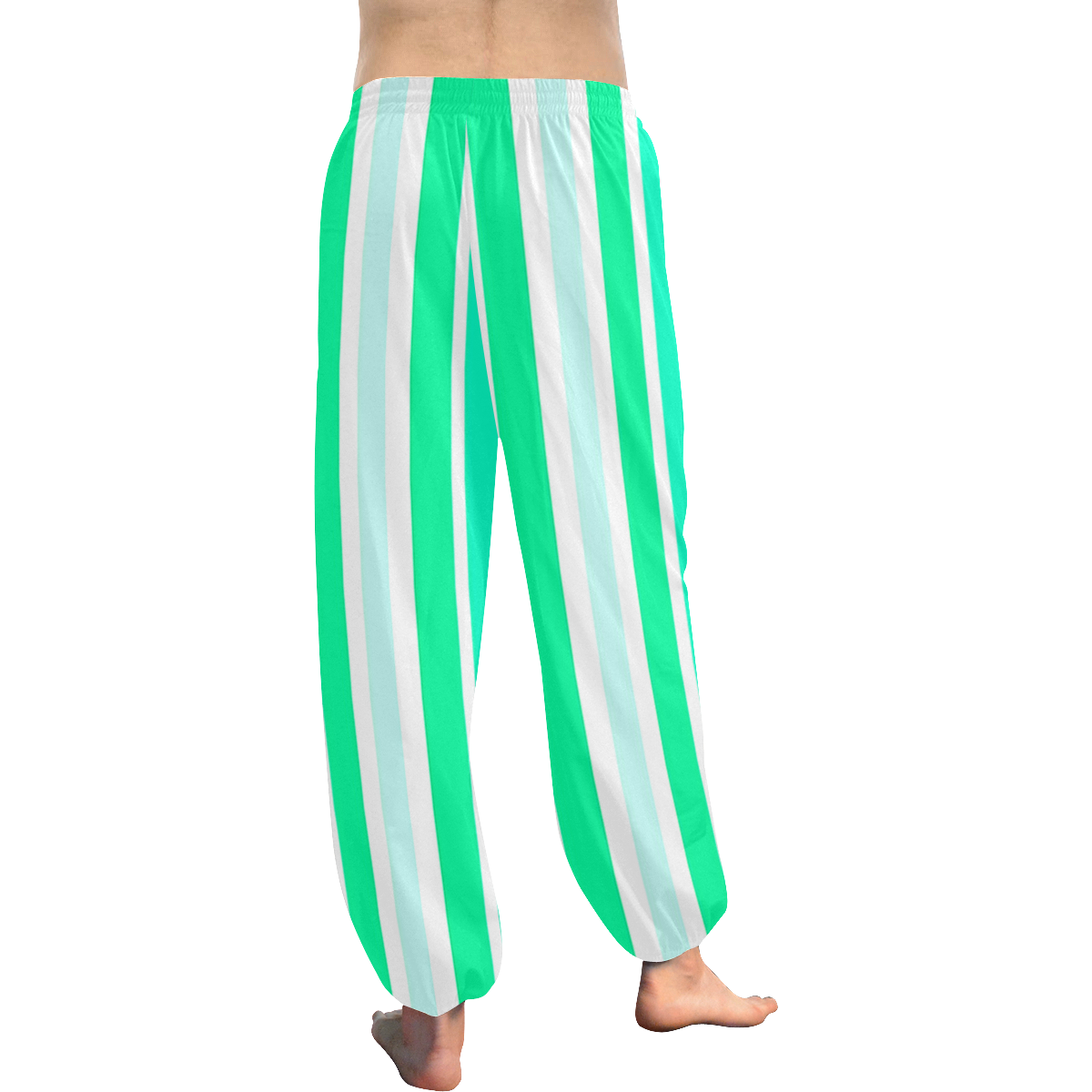 Summer Greens Stripes Women's All Over Print Harem Pants (Model L18)