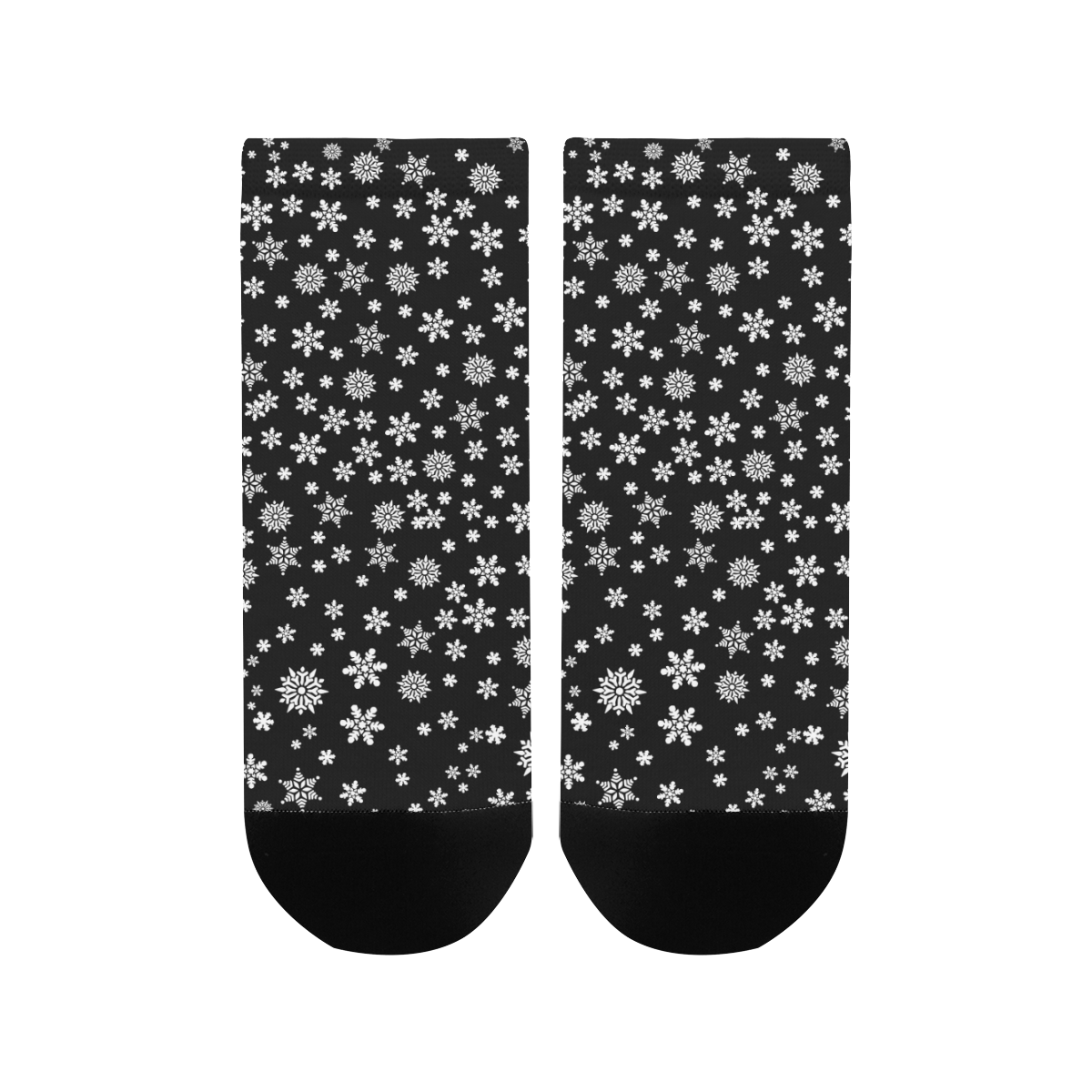 Christmas White Snowflakes on Black Women's Ankle Socks