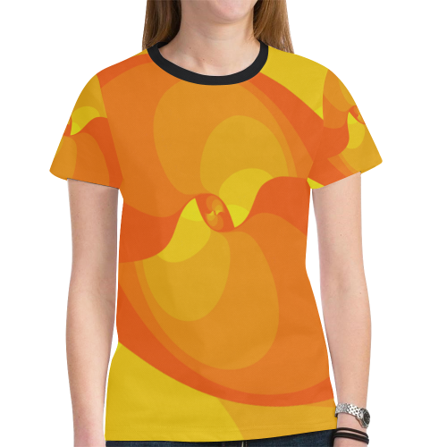 Abstract orange flower New All Over Print T-shirt for Women (Model T45)