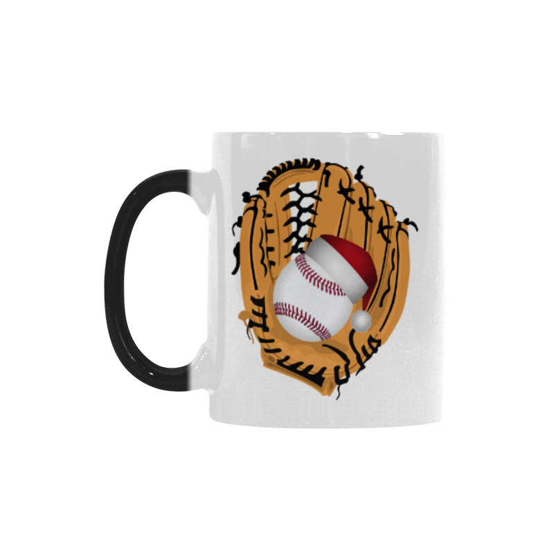 Santa Hat Baseball and Glove Christmas Custom Morphing Mug