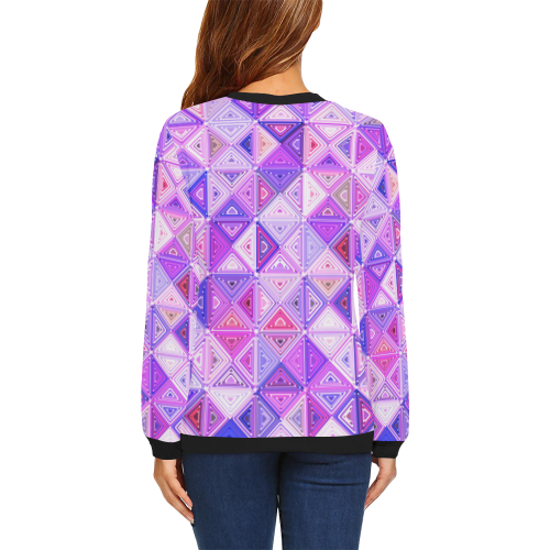 Colorful Geometric Pattern All Over Print Crewneck Sweatshirt for Women (Model H18)