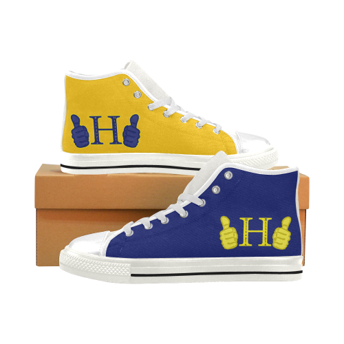 Hilltopia 253s yellow/blue Men’s Classic High Top Canvas Shoes (Model 017)