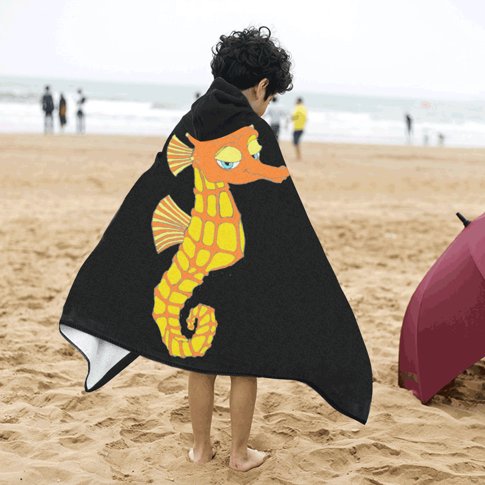 Sassy Seahorse Black Kids' Hooded Bath Towels