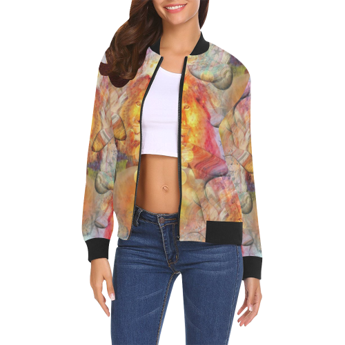 Lion Popart by Nico Bielow All Over Print Bomber Jacket for Women (Model H19)