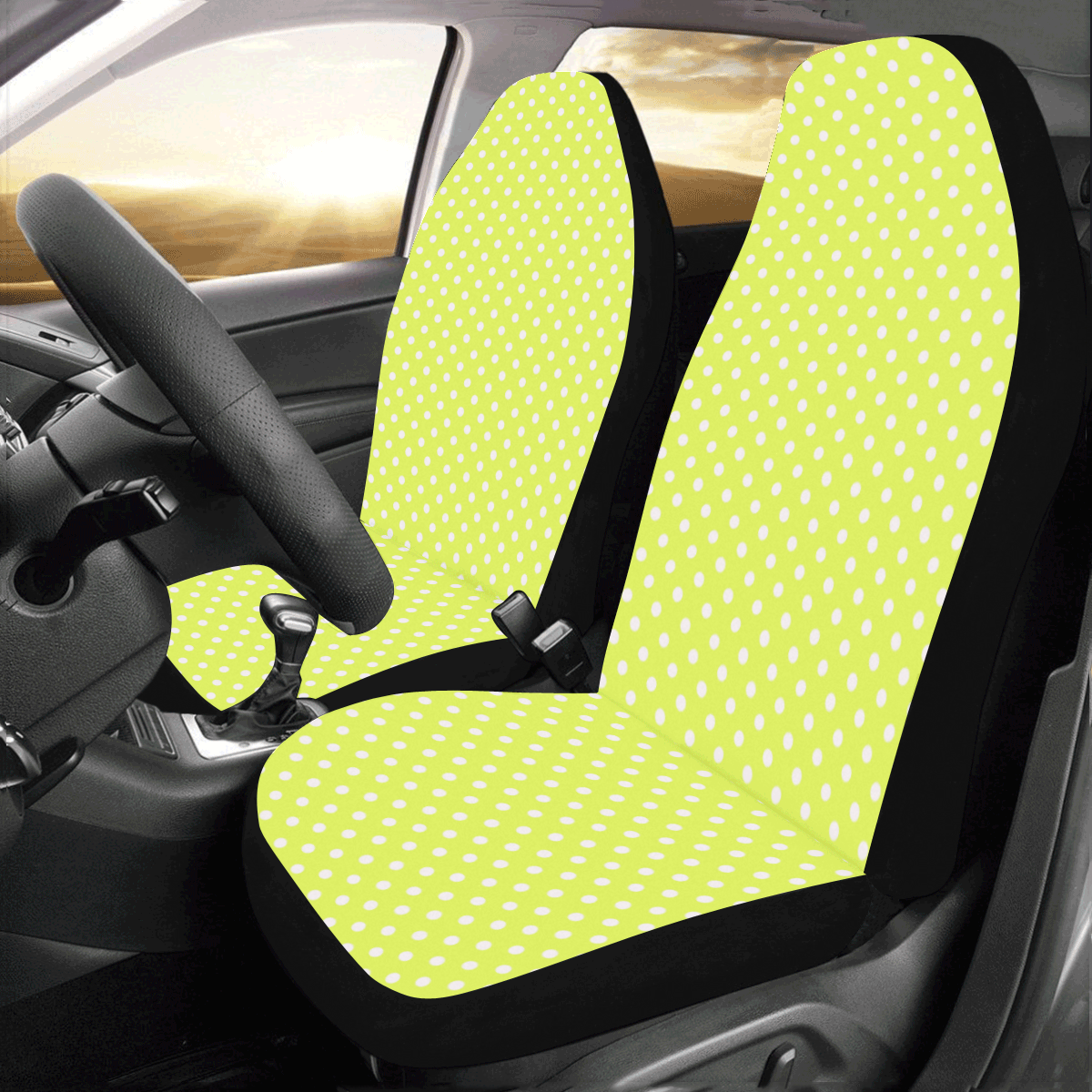 Yellow polka dots Car Seat Covers (Set of 2)