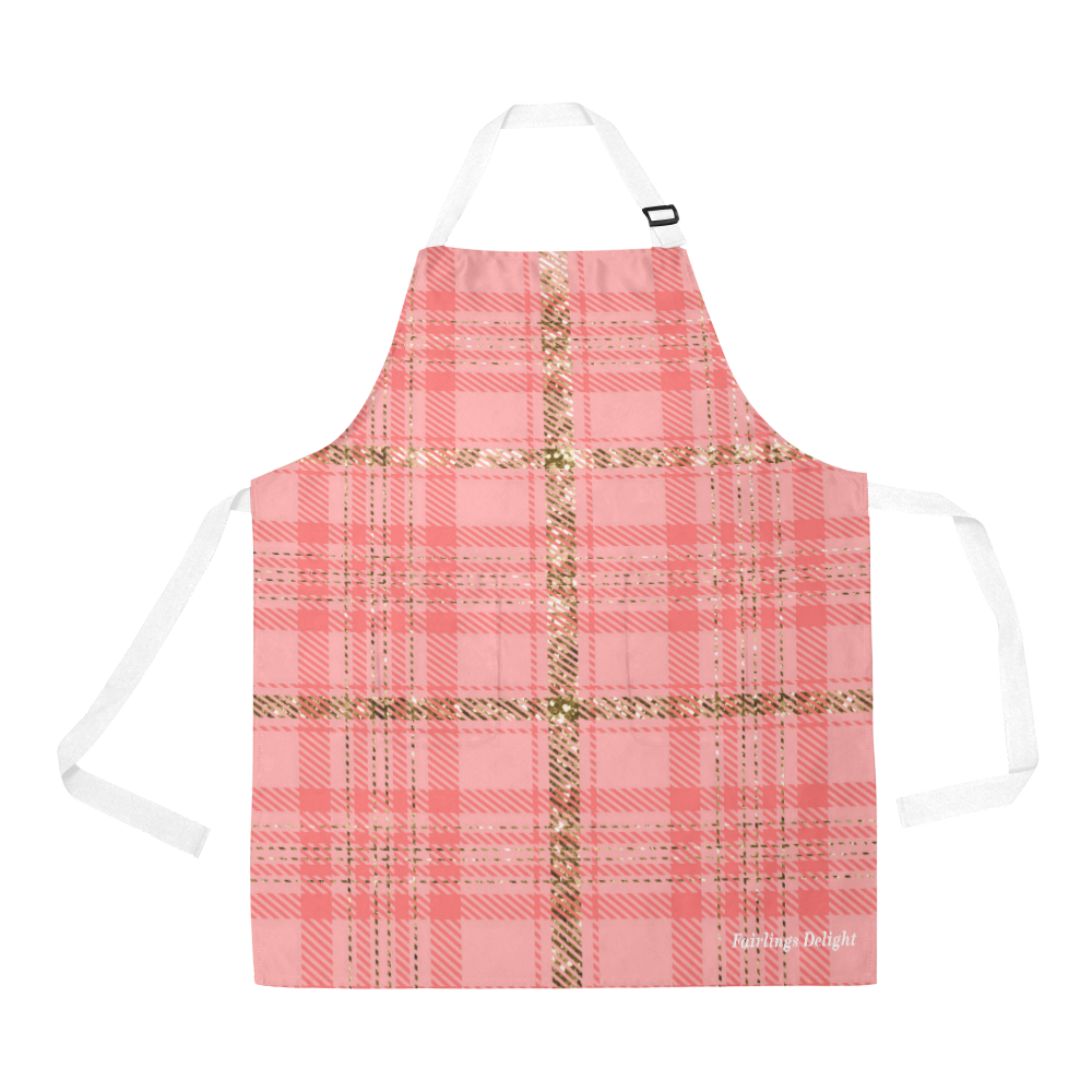 Fairlings Delight's Pretty Plaids Collection- Peach Glitter Plaid 53086a All Over Print Apron