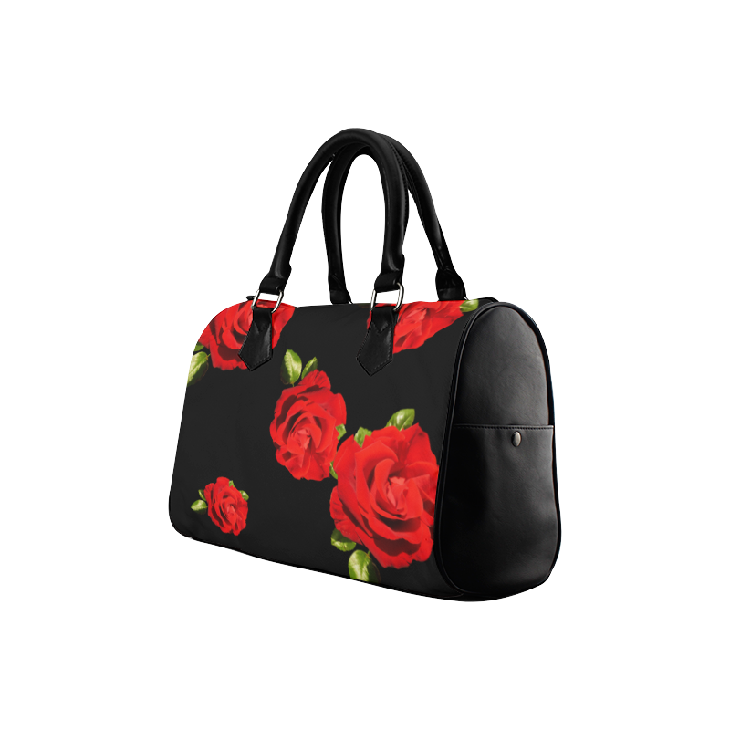 Fairlings Delight's Black Luxury Collection- Red Rose Handbag 53086 Boston Handbag (Model 1621)