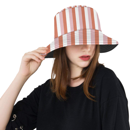 Coral Stripes All Over Print Bucket Hat