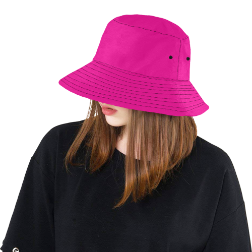 Hot Fuchsia Pink Solid Colored All Over Print Bucket Hat