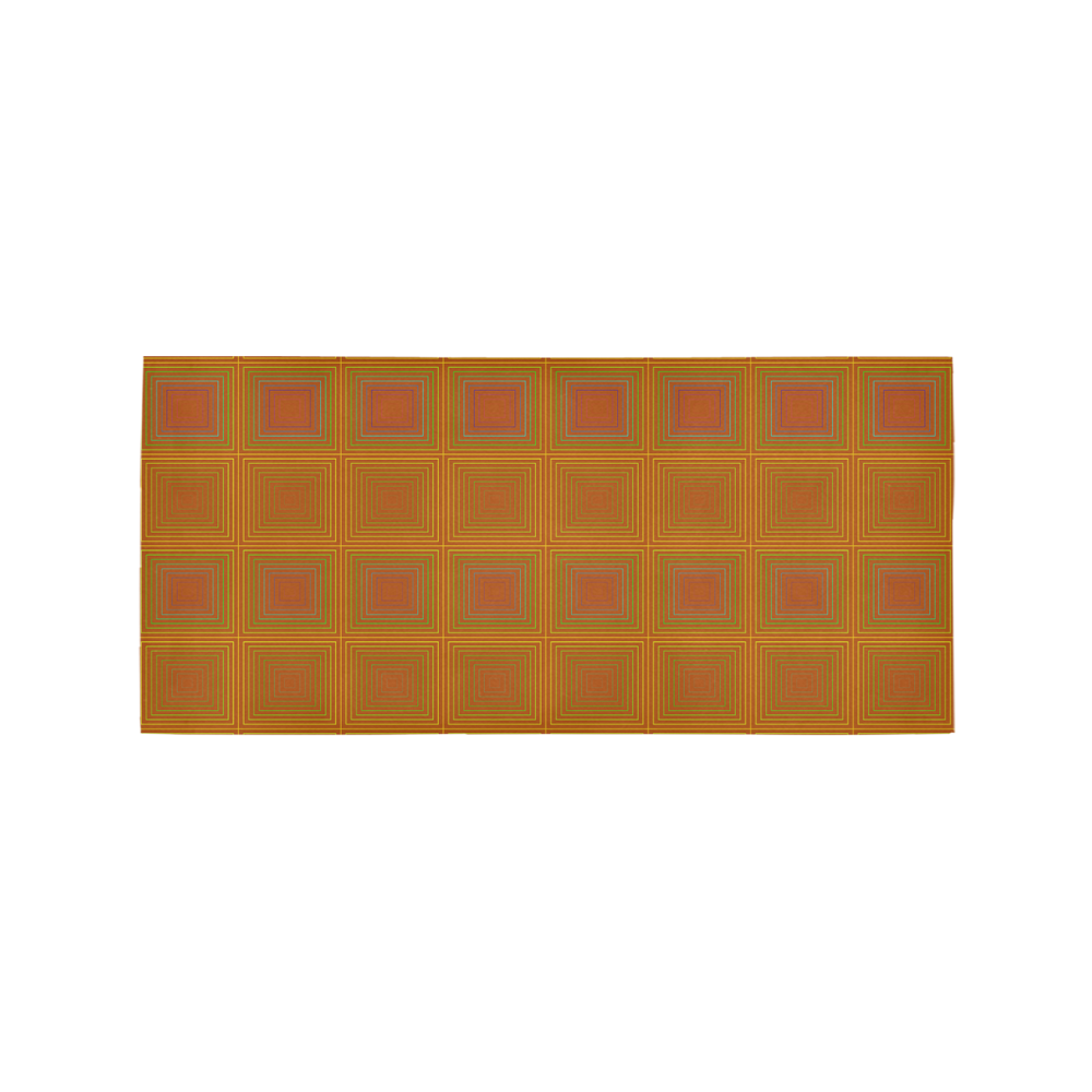 Copper reddish multicolored multiple squares Area Rug 7'x3'3''