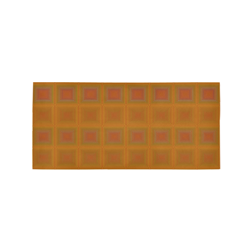 Copper reddish multicolored multiple squares Area Rug 7'x3'3''