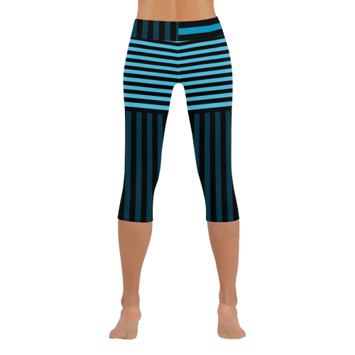 Blue Weave Women's Low Rise Capri Leggings (Invisible Stitch) (Model L08)