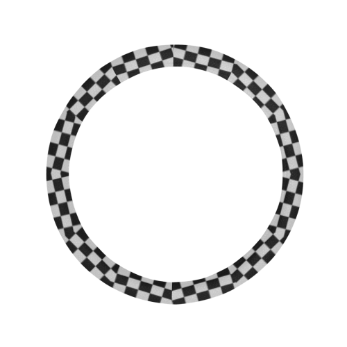 Checkerboard Black And Silver Steering Wheel Cover with Anti-Slip Insert