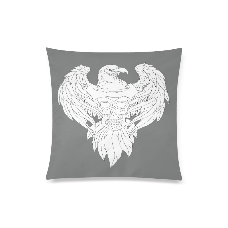 Color Me Eagle Sugar Skull Grey Custom Zippered Pillow Case 20"x20"(Twin Sides)