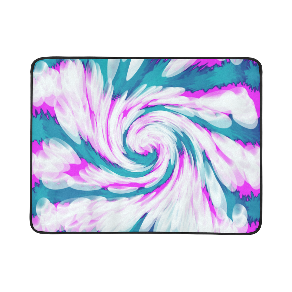 Turquoise Pink Tie Dye Swirl Abstract Beach Mat 78"x 60"