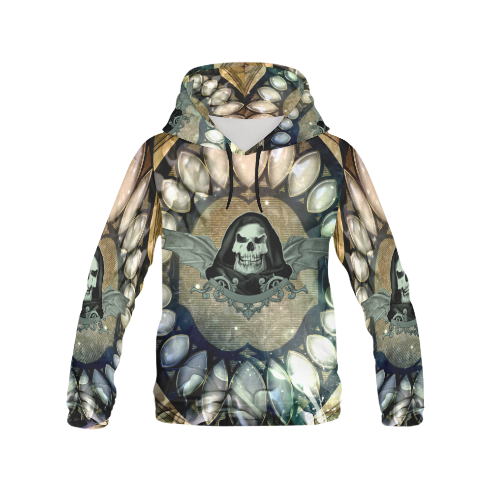 Awesome scary skull All Over Print Hoodie for Men/Large Size (USA Size) (Model H13)