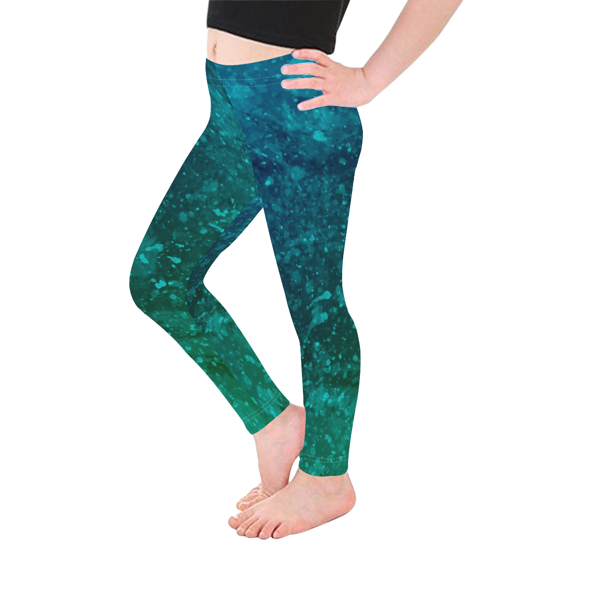 Blue and Green Abstract Kid's Ankle Length Leggings (Model L06)