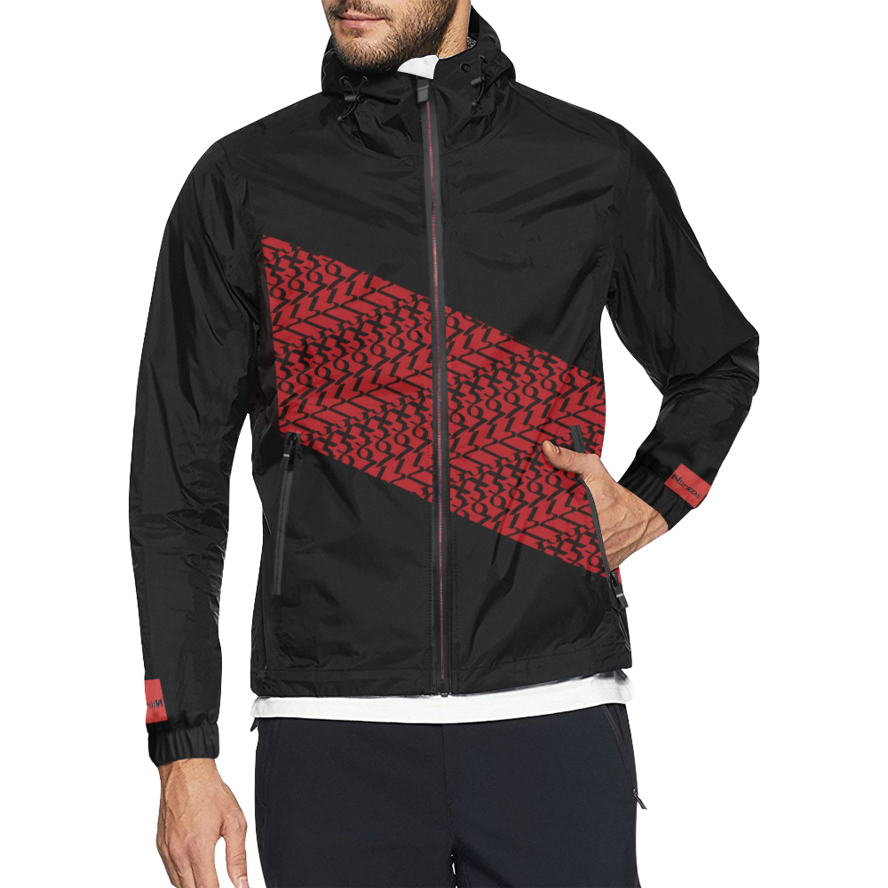 NUMBERS Collection 1234567 Blk/Cherry Red Unisex All Over Print Windbreaker (Model H23)