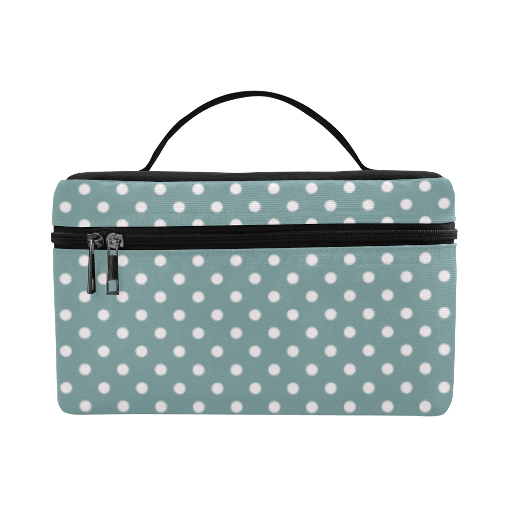 Silver blue polka dots Lunch Bag/Large (Model 1658)