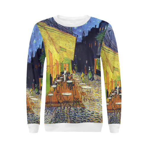Vincent Willem van Gogh - Cafe Terrace at Night All Over Print Crewneck Sweatshirt for Women (Model H18)