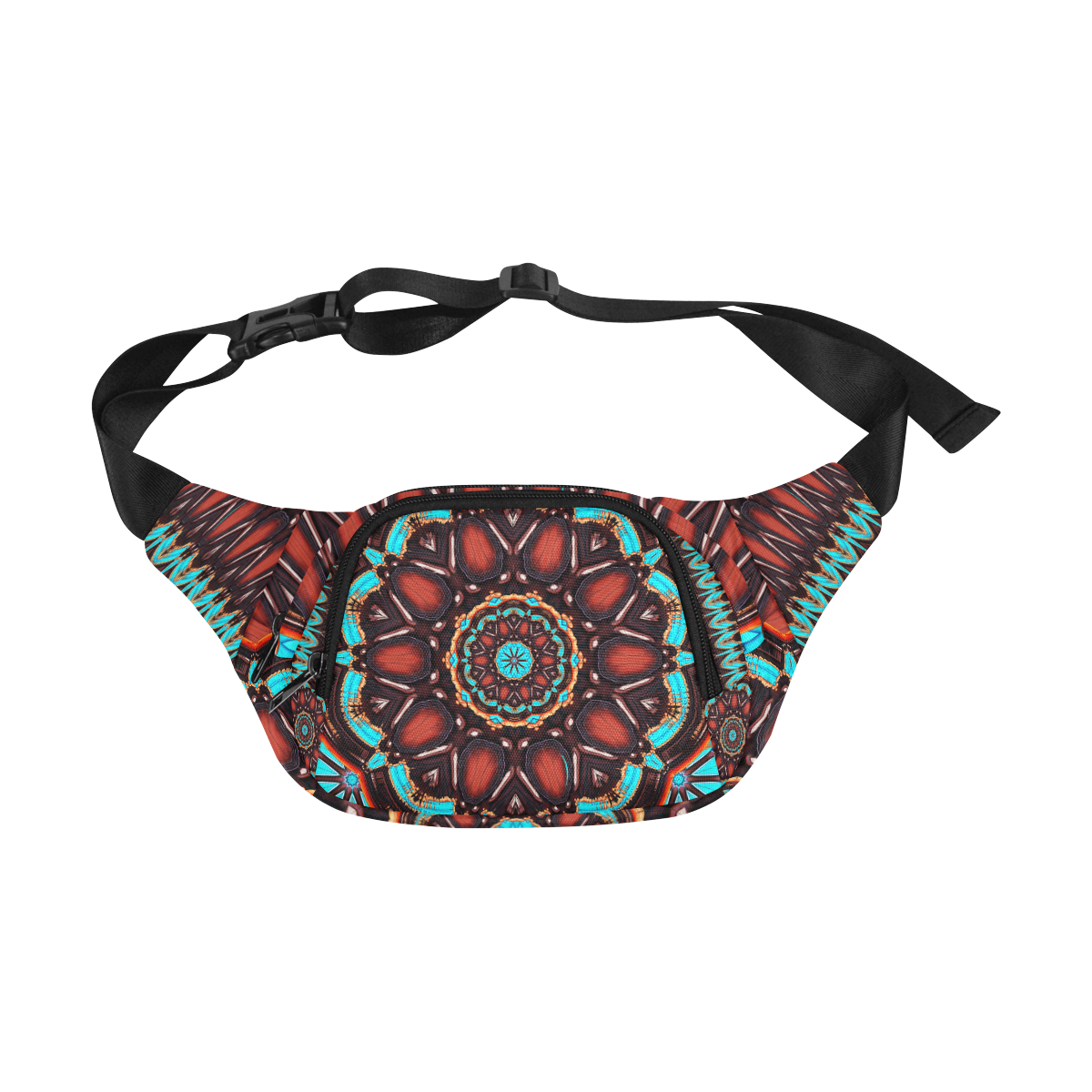 K172 Wood and Turquoise Abstract Fanny Pack/Small (Model 1677)