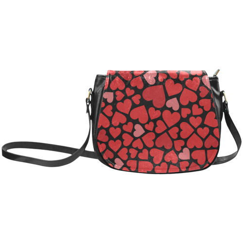 Hearts Pattern Classic Saddle Bag/Small (Model 1648)