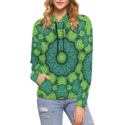 Green Theme Mandala All Over Print Hoodie for Women (USA Size) (Model H13)