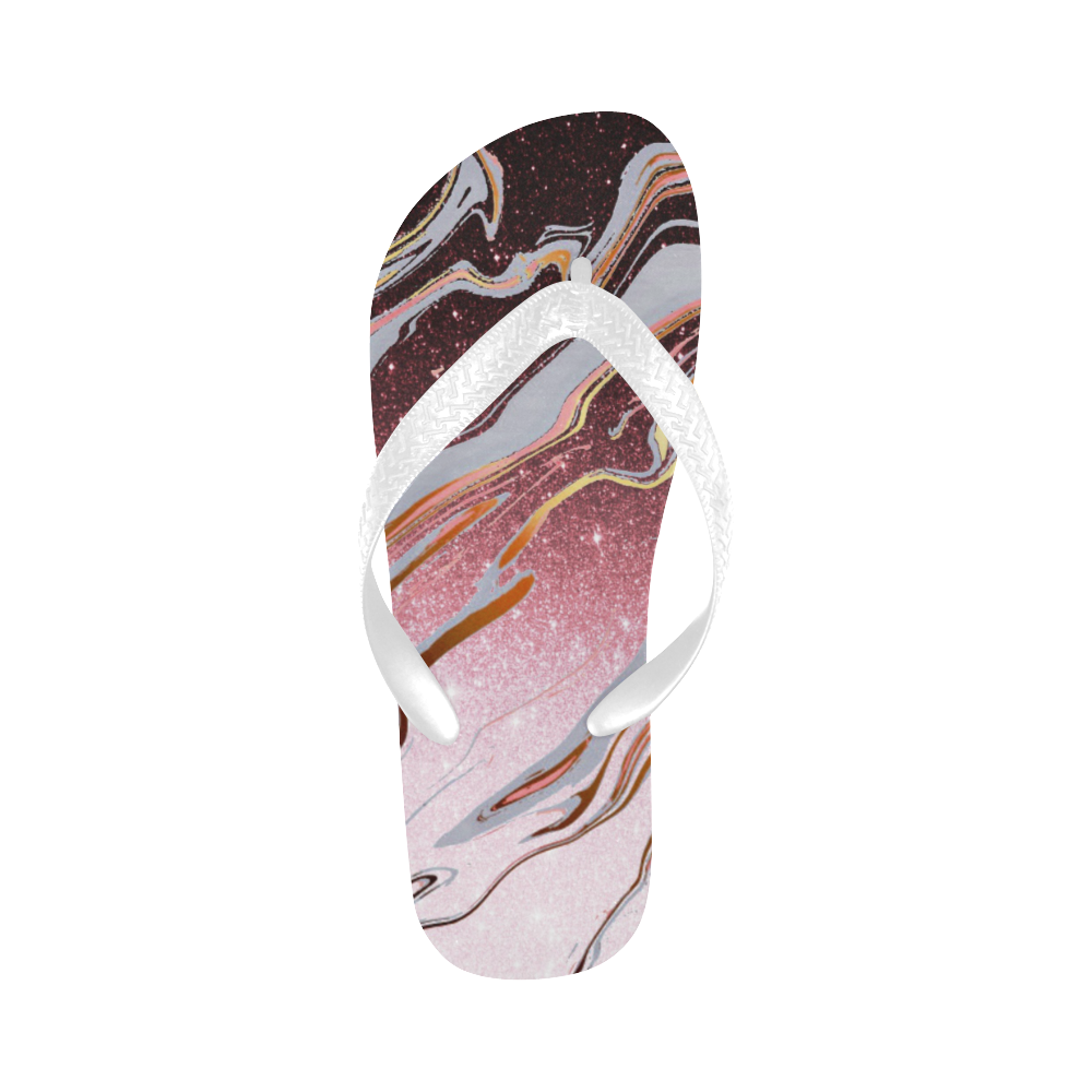 Rose gold glitter marble Flip Flops for Men/Women (Model 040)