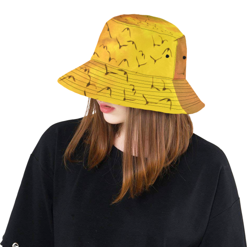 Trendy Birds, yellow by JamColors All Over Print Bucket Hat