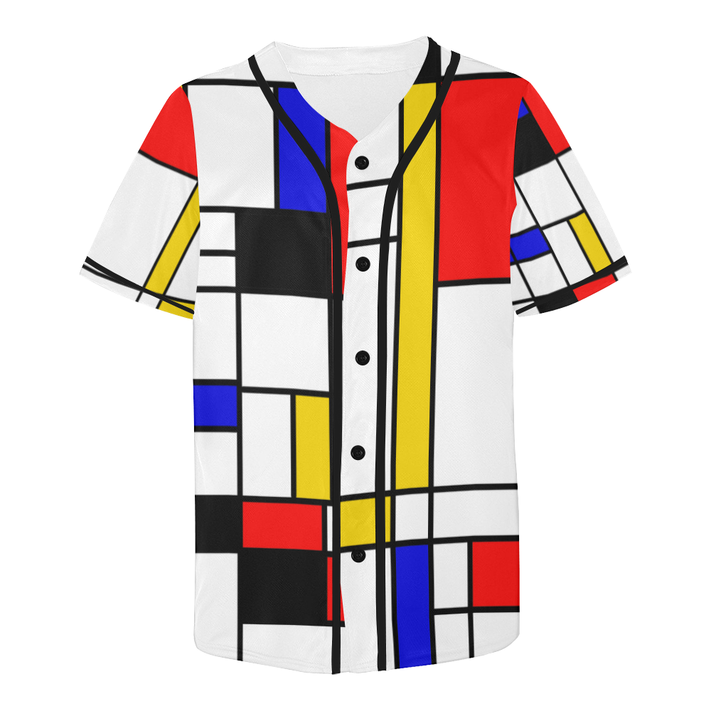 Bauhouse Composition Mondrian Style All Over Print Baseball Jersey for Men (Model T50)