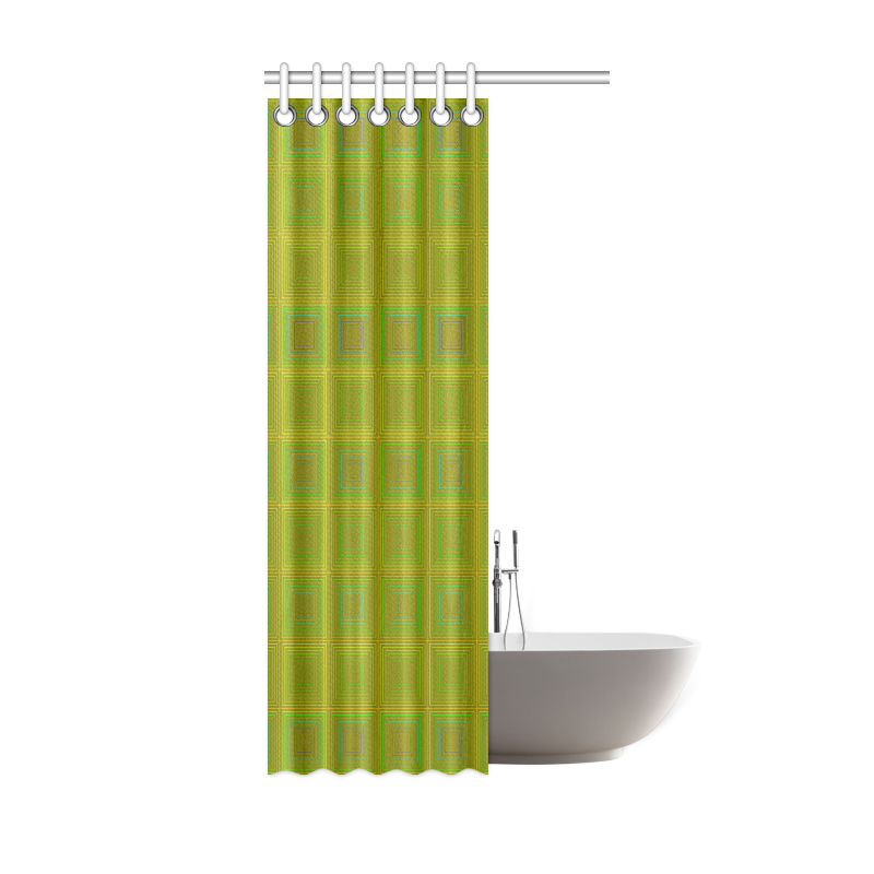 Olive green gold multicolored multiple squares Shower Curtain 36"x72"