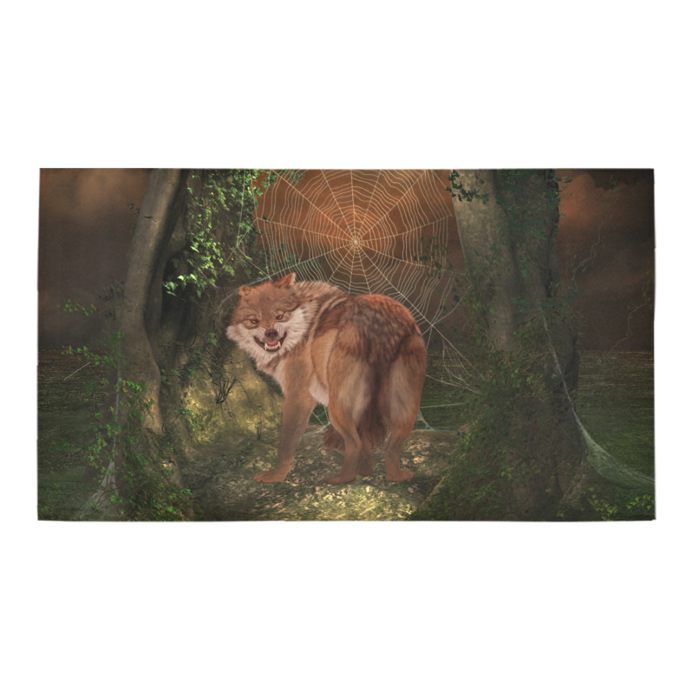 Awesome wolf in the night Bath Rug 16''x 28''