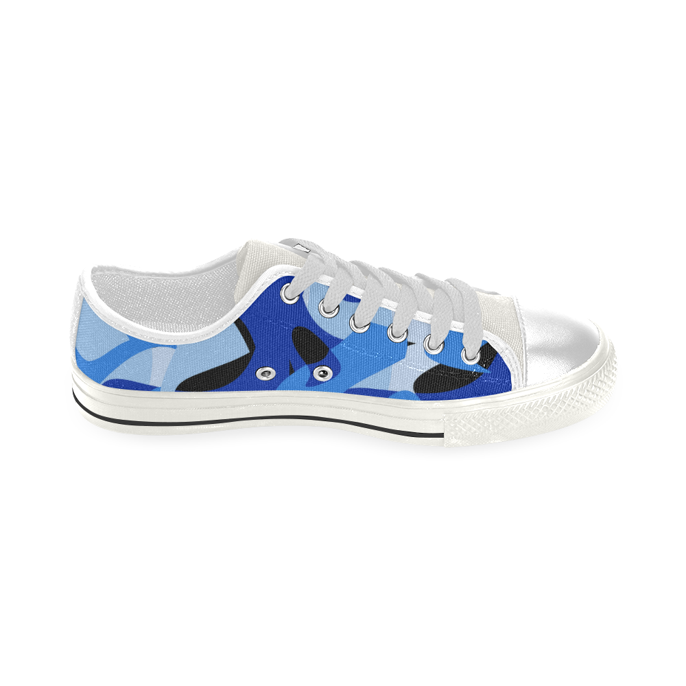 Camouflage Abstract Blue and Black Men's Classic Canvas Shoes (Model 018)