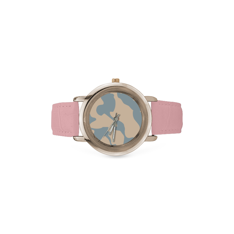 Two-Tone Camo Women's Rose Gold Leather Strap Watch(Model 201)