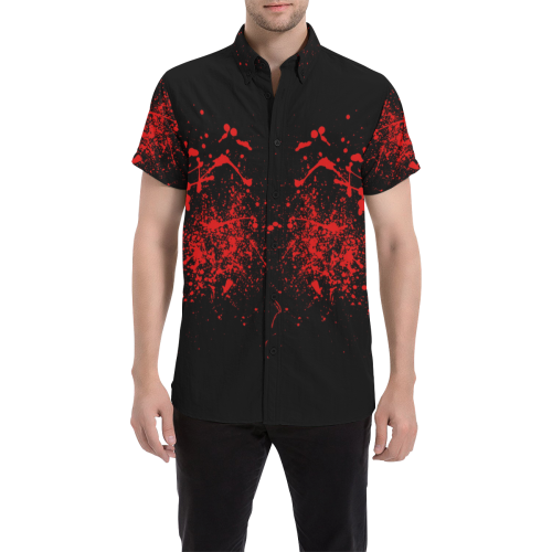 Blood Skull by Popart Lover Men's All Over Print Short Sleeve Shirt (Model T53)
