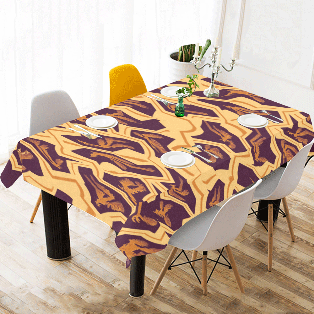 Abstract 35 F Cotton Linen Tablecloth 60"x120"