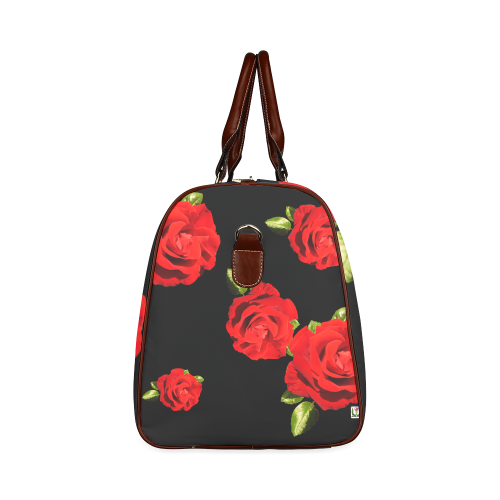 Fairlings Delight's Black Luxury Collection- Red Rose Waterproof Travel Bag/Small 53086f Waterproof Travel Bag/Small (Model 1639)